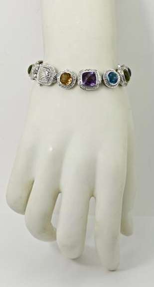 Striking 14K Colored Stone & Diamond Bracelet