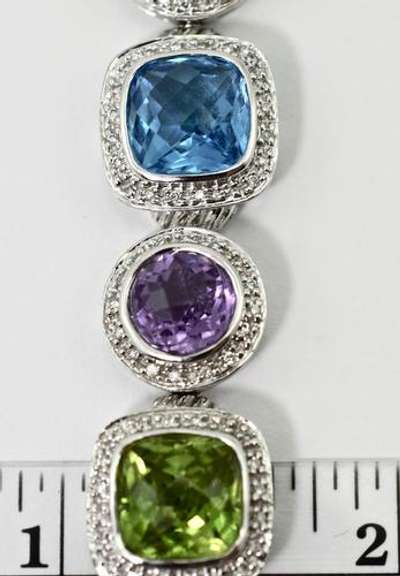 Striking 14K Colored Stone & Diamond Bracelet