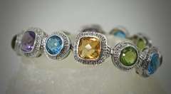 Striking 14K Colored Stone & Diamond Bracelet