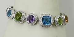 Striking 14K Colored Stone & Diamond Bracelet