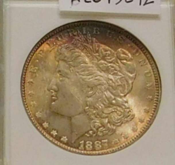 1887 Morgan Dollar ANACS MS-65, color, spectacular !