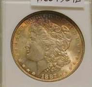 1887 Morgan Dollar ANACS MS-65, color, spectacular !