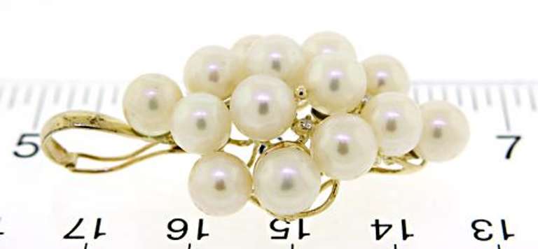 Beautiful Yellow Gold Pearl and Diamond Enhancer Pendant