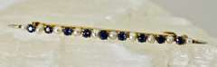 Feminine Vintage Sapphire & Pearl 14K Bar Pin