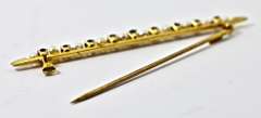 Feminine Vintage Sapphire & Pearl 14K Bar Pin