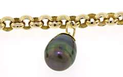 Gorgeous 10kt YG Grey Pearl Dangle Bracelet