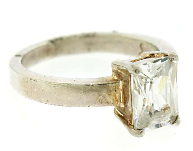 Emerald Cut CZ Solitaire Ring