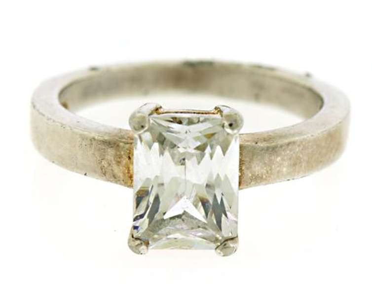 Emerald Cut CZ Solitaire Ring