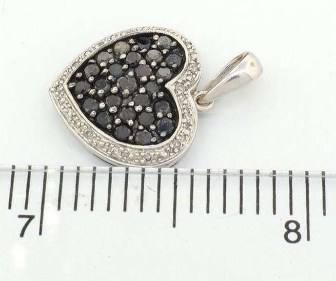 White Gold & Black Diamond Heart Pendant