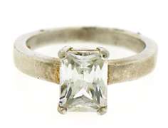 Emerald Cut CZ Solitaire Ring