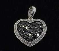 White Gold & Black Diamond Heart Pendant