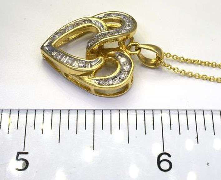 Diamond Interwoven Hearts Necklace in Gold
