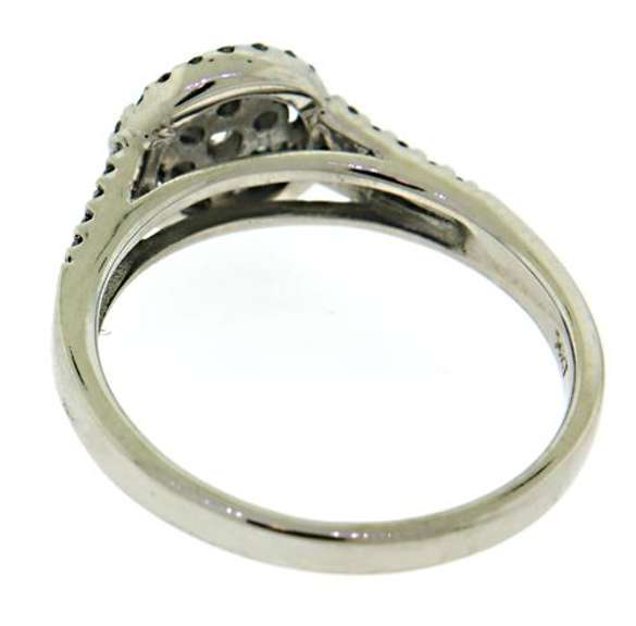 Stylish 14kt WG Diamond Cluster with Halo and Split Shank Ring