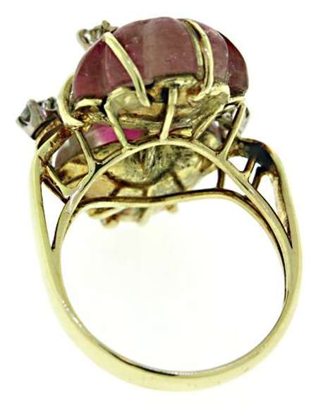 Modern Watermalon Tourmaline Diamond Accent Ring