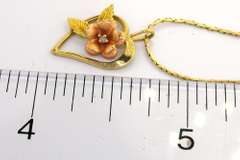 Heart with Flower Necklace in Gold
