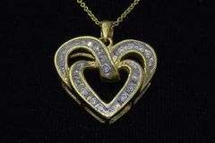 Diamond Interwoven Hearts Necklace in Gold