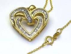Diamond Interwoven Hearts Necklace in Gold