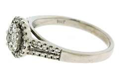 Stylish 14kt WG Diamond Cluster with Halo and Split Shank Ring