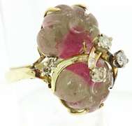 Stunning 14kt YG Watermelon Tourmaline Diamond Accent Ring
