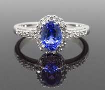 Tanzanite & Diamond Halo Ring