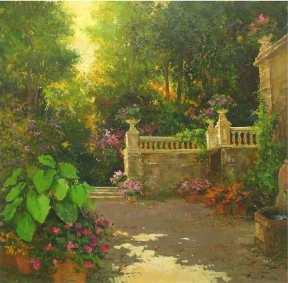 Impressionistic Garden by Renowned Painter Roman Frances