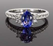14K White Gold Tanzanite & Diamond Ring