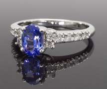 14K White Gold Tanzanite & Diamond Ring