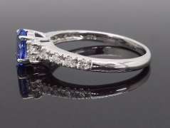 14K White Gold Tanzanite & Diamond Ring