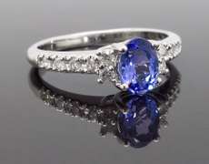 14K White Gold Tanzanite & Diamond Ring