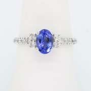 14K White Gold Tanzanite & Diamond Ring