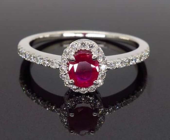 14K White Gold Ruby and Diamond Ring