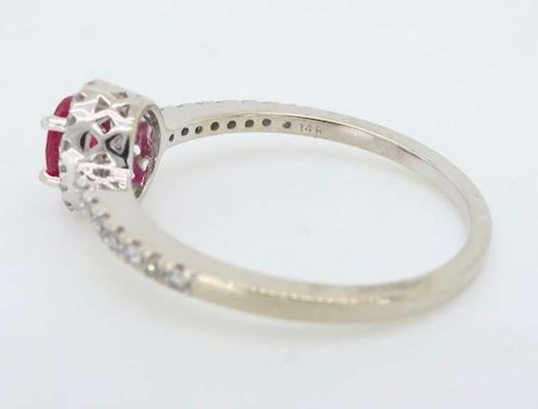 14K White Gold Ruby and Diamond Ring
