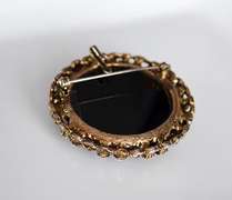 Cameo Metal Brooch Pendant,  Framed with Faux Pearls