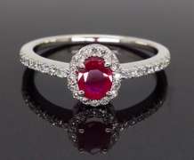 14K White Gold Ruby and Diamond Ring
