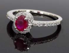 14K White Gold Ruby and Diamond Ring