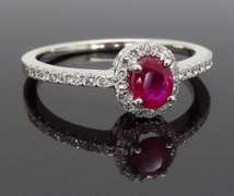 14K White Gold Ruby and Diamond Ring