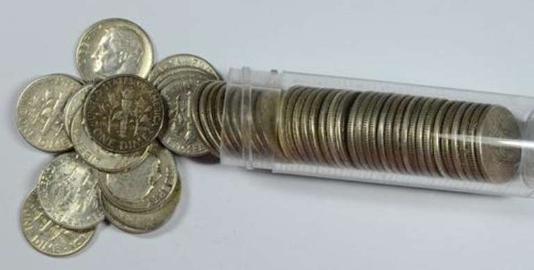 90% Silver Roosevelt Dimes Roll 50ct