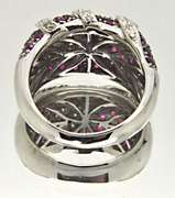 LADIES 18 KT WHITE GOLD RUBIES AND DIAMOND RING.