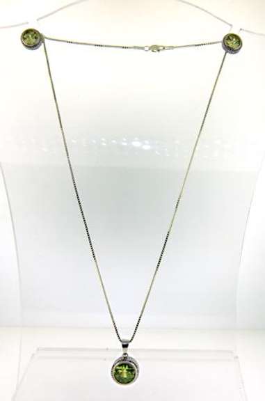 Green CZ set of necklace and earrings