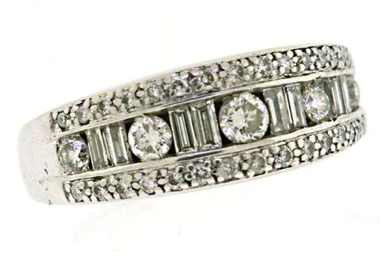 Romantic Round Brilliant and Baguette Diamond Ring