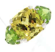 Great Golden Synthetic and Peridot Ring