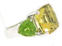 Great Golden Synthetic and Peridot Ring