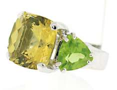 Great Golden Synthetic and Peridot Ring