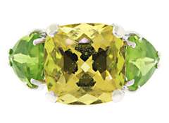 Great Golden Synthetic and Peridot Ring