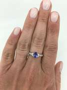 14K White Gold Tanzanite & Diamond Ring