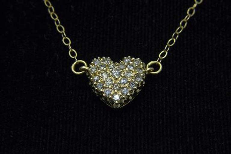 Sparkling Diamond-Studded Heart Necklace