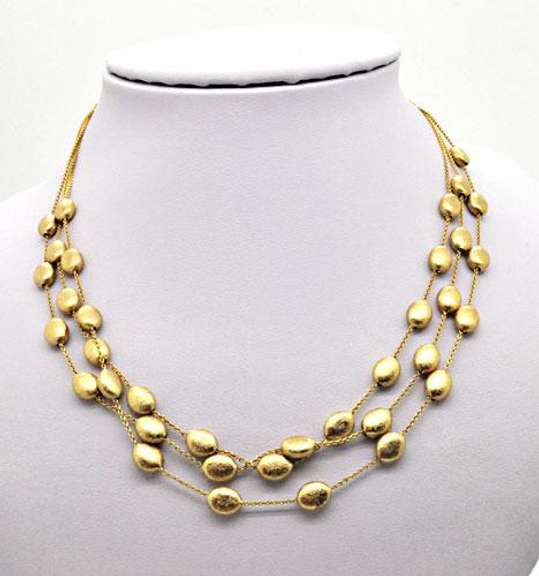 14 KT SOLID GOLD STATION NECKLACE.