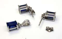 Sapphire Pendant & Earring Set with Diamond Accent