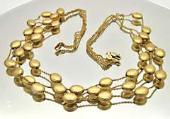 14 KT SOLID GOLD STATION NECKLACE.