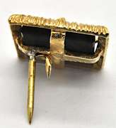 14 KT YELLOW GOLD OPAL DOUBLET INLAY LAPEL PIN.